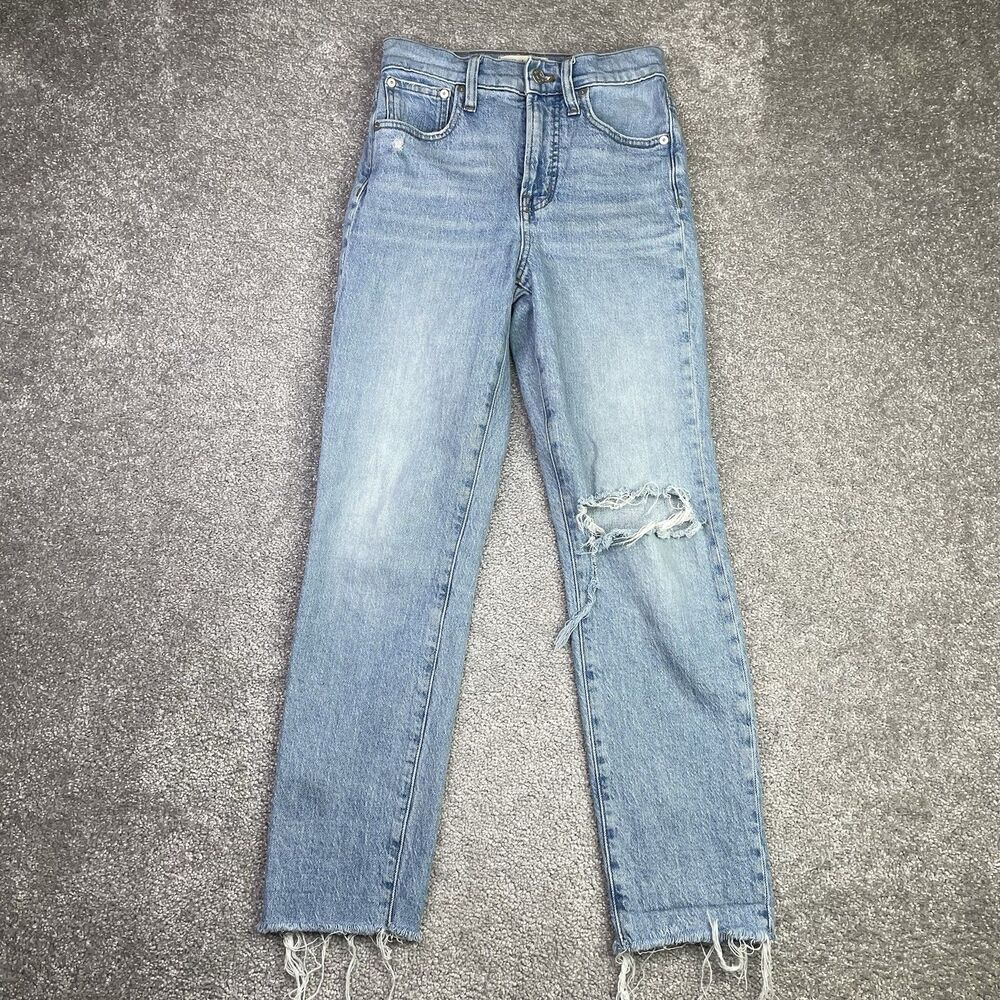 Madewell The Perfect Vintage Jeans Women’s 24 Blue Straight Light Wash Raw Hem